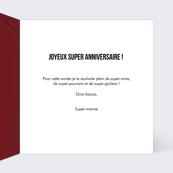 Carte anniversaire enfant Masque Araignée Intérieur Droit