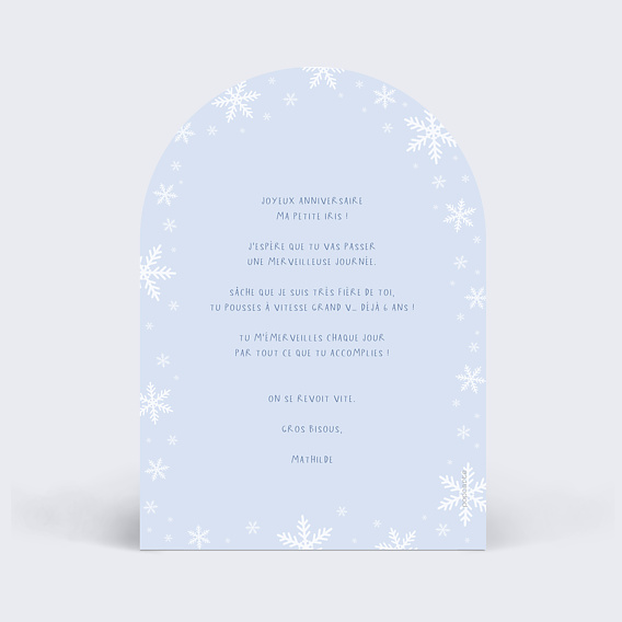 Carte anniversaire enfant Portrait en princesse Verso