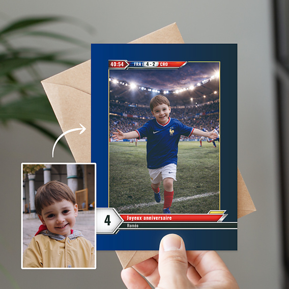 Carte anniversaire enfant Portrait en footballeur Après 1
