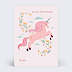 Carte anniversaire enfant Licorne Rose Fleurie