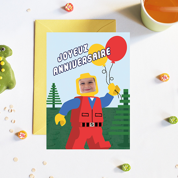 Carte anniversaire enfant Jeu de Construction Après 4