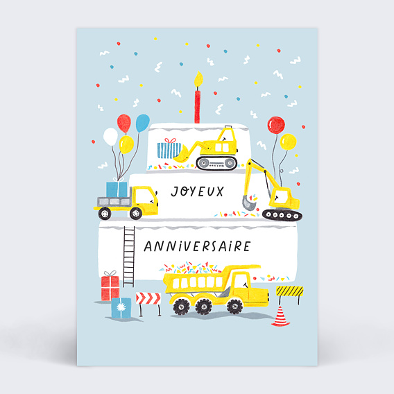 Carte anniversaire enfant Chantier