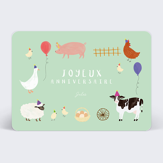 Carte anniversaire enfant Petite Ferme