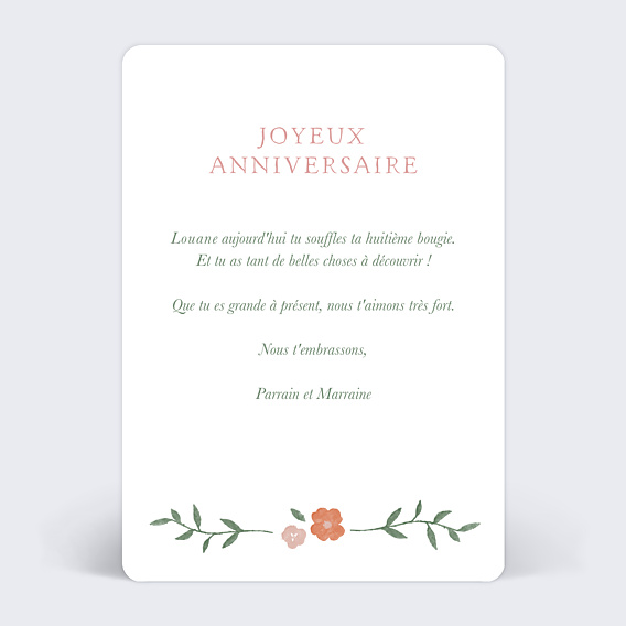 Anniversaire Enfant Licorne Fleurie