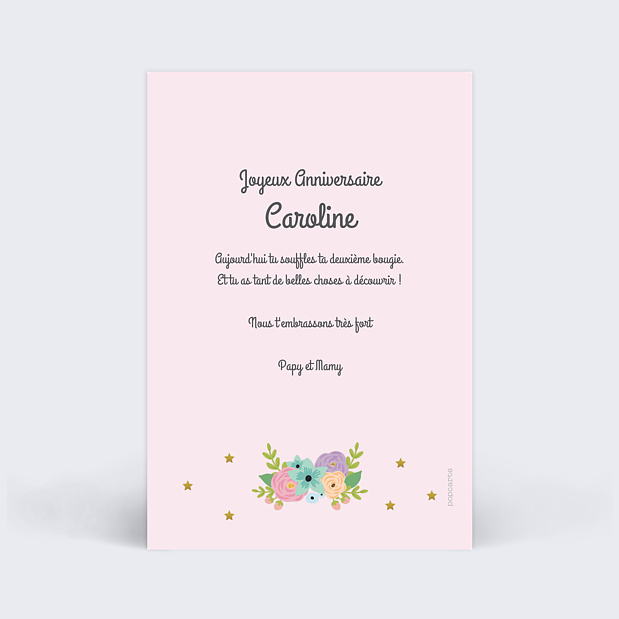 Anniversaire Enfant Licorne Rose Verso