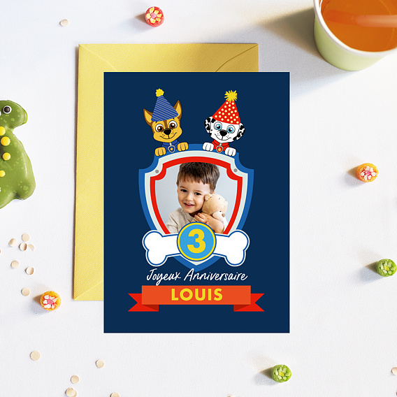 Carte anniversaire enfant Patrouille Party Après 1