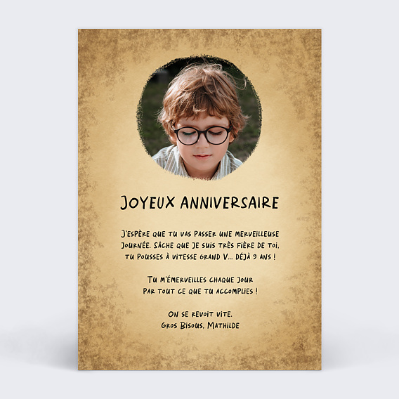 Carte anniversaire enfant Chouette Magique Verso