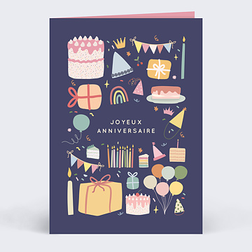 Carte Anniversaire enfant Accumulation Festive