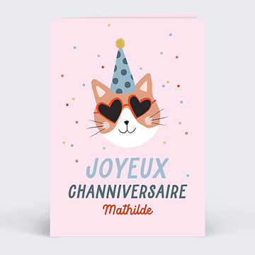 Carte Anniversaire enfant Chat Festif