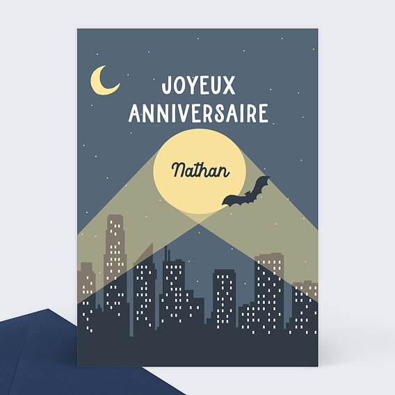 Carte Anniversaire enfant Ville de Super Héros