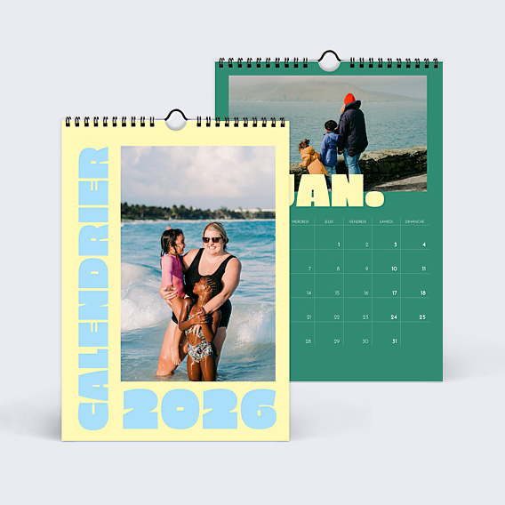 Calendrier famille Color bloc avec photo