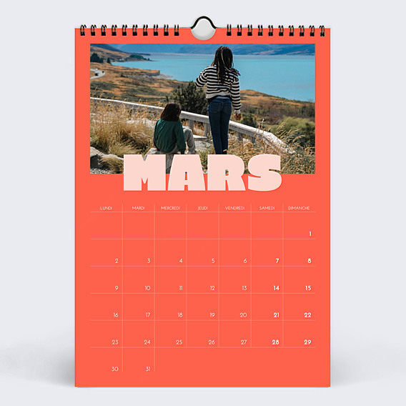 Calendrier famille Color bloc avec photo