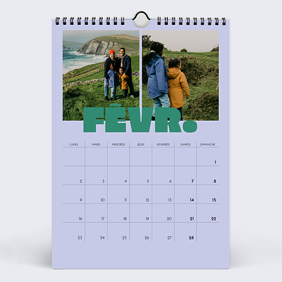 Calendrier famille Color bloc avec photo