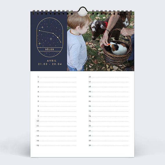 Calendrier famille Perpétuel Astrologie Avril