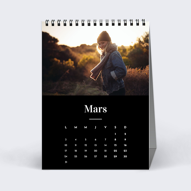 Calendrier Photo Mi-Page Noir (13 Photos) Mars