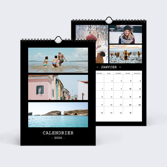 Calendrier famille Polaroid Noir (35 Photos)