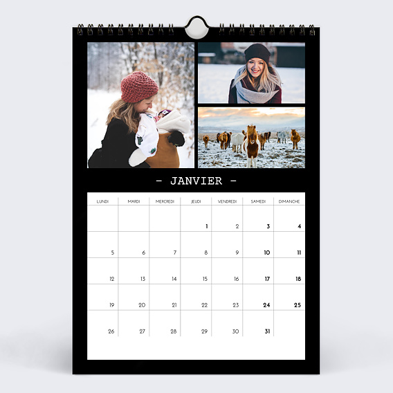Calendrier famille Polaroid Noir (35 Photos) Janvier