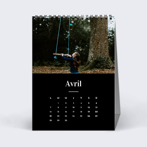 Calendrier Photo Mi-Page Noir (13 Photos) Avril