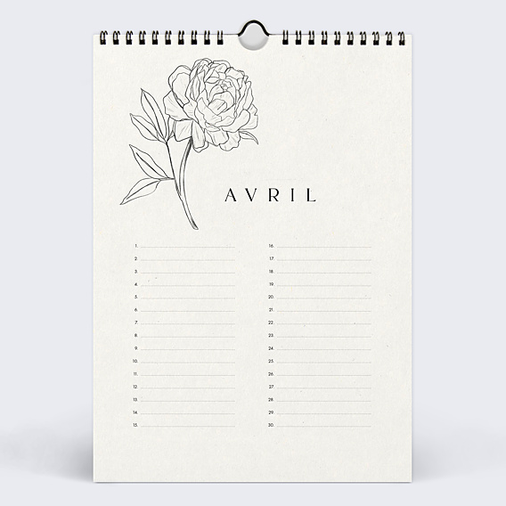 Calendrier famille Fleurs Minimalistes