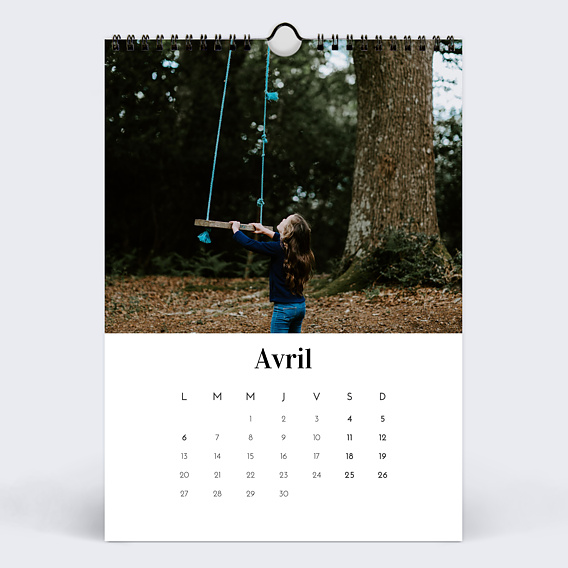 Calendrier famille Photo Mi-Page Blanc (13 Photos) Avril