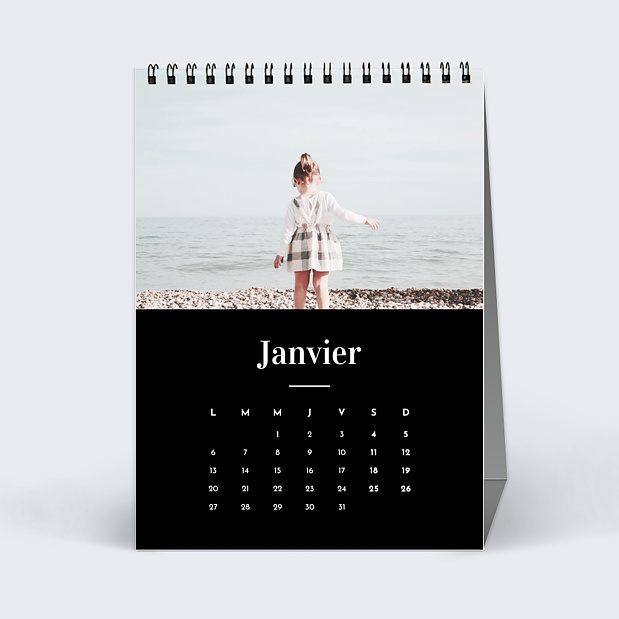 Calendrier Photo Mi-Page Noir (13 Photos) Janvier