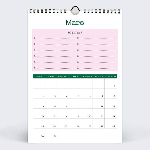Calendrier Color Blocks Mars