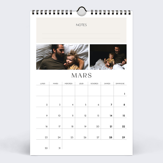 Calendrier famille Editorial Elegant Mars