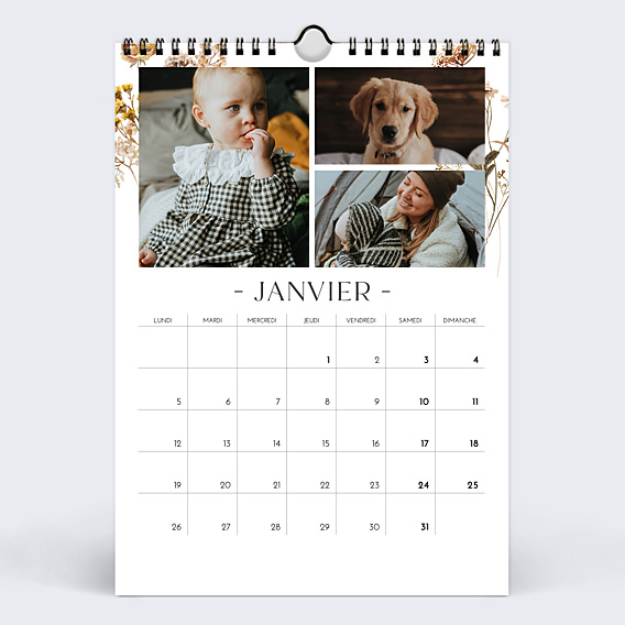 Calendrier famille Fleurs aquarelle