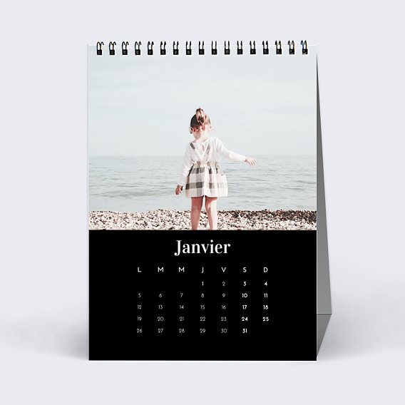 Calendrier famille Photo Mi-Page Noir (13 Photos)