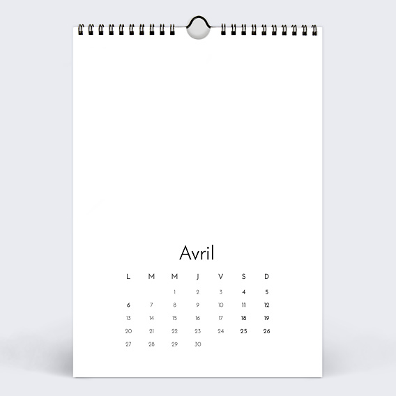 Calendrier famille Modèle 100% personnalisable Avril