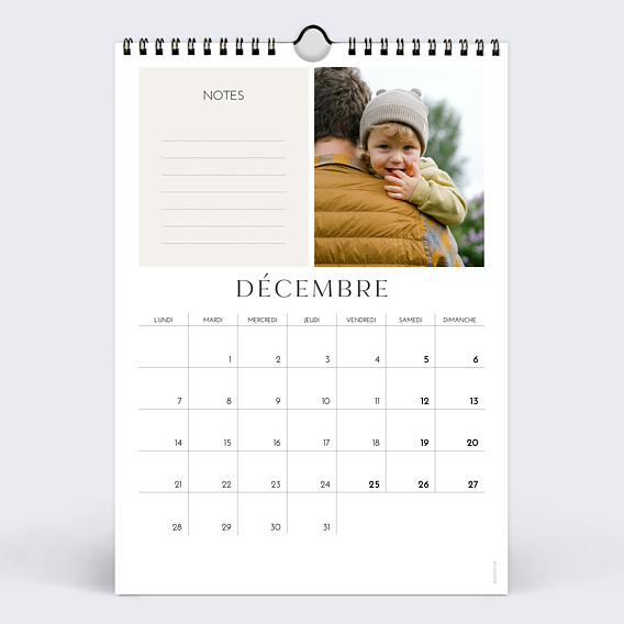 Calendrier famille Editorial Elegant Décembre