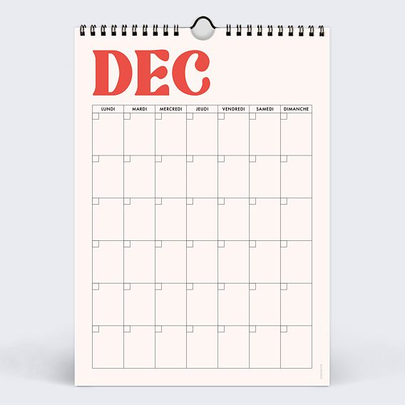 Calendrier famille Organiseur perpétuel coloré Décembre