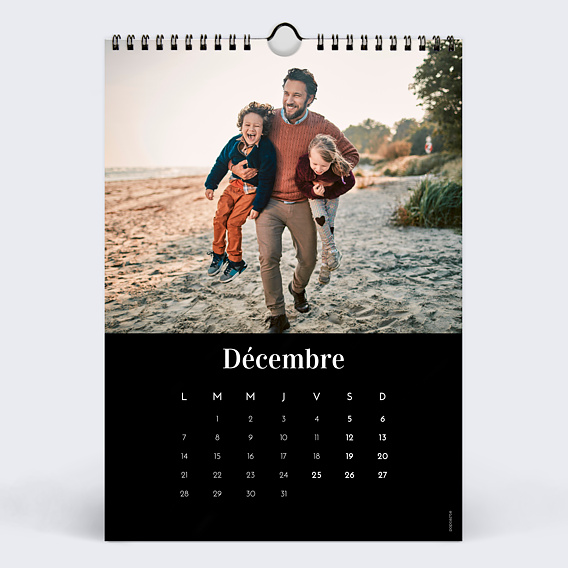 Calendrier famille Photo Mi-Page Noir (13 Photos) Décembre