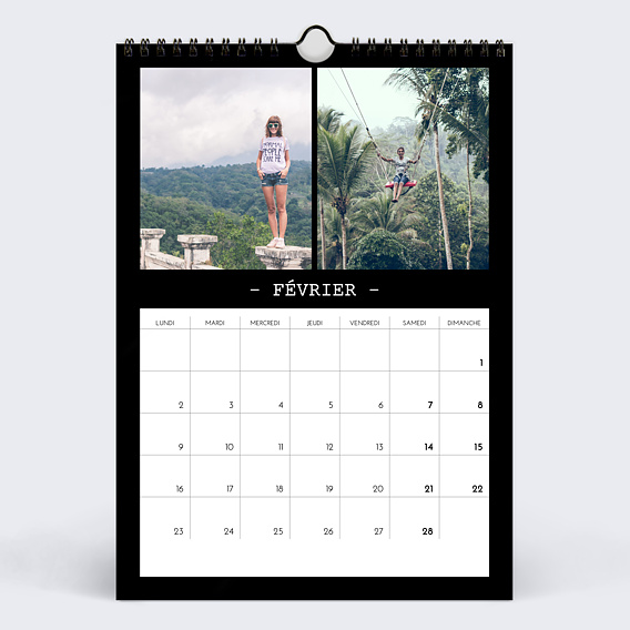 Calendrier famille Polaroid Noir (35 Photos) Février