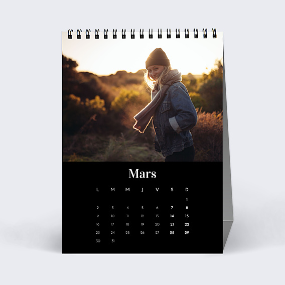 Calendrier famille Photo Mi-Page Noir (13 Photos)
