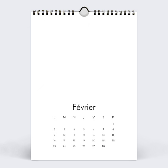 Calendrier famille Modèle 100% personnalisable Février