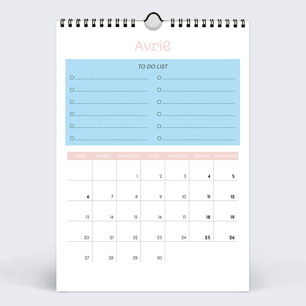 Calendrier Color Blocks Avril