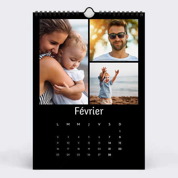 Calendrier famille Multiphotos Noir (26 Photos) Février