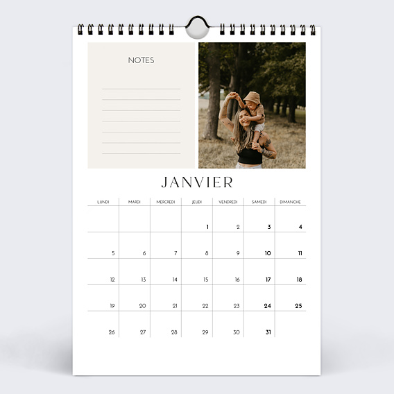 Calendrier famille Photos Rectangles Janvier