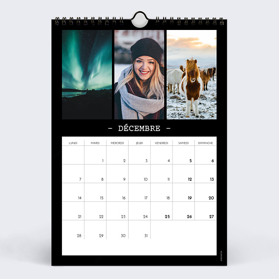 Calendrier famille Polaroid Noir (35 Photos) Décembre