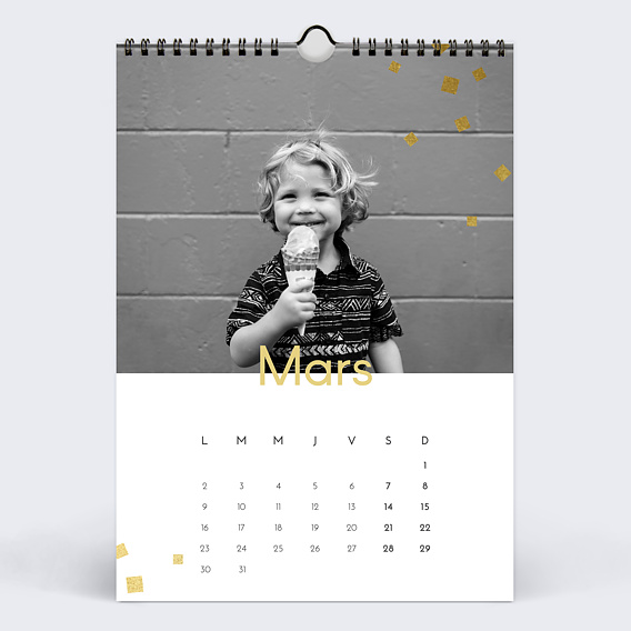 Calendrier famille Graphique Chic (13 Photos) Mars