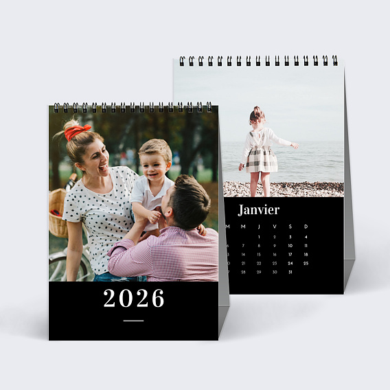 Calendrier famille Photo Mi-Page Noir (13 Photos)