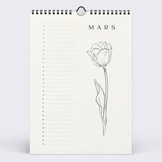 Calendrier famille Fleurs Minimalistes