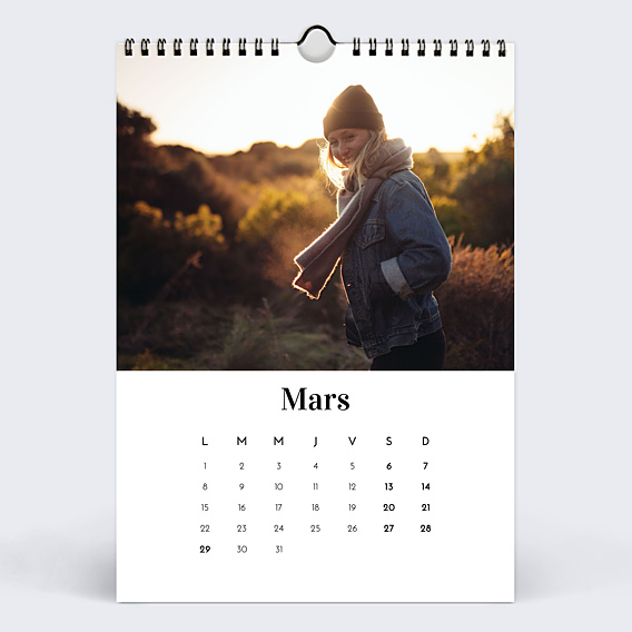 Calendrier famille Photo Mi-Page Blanc (13 Photos)