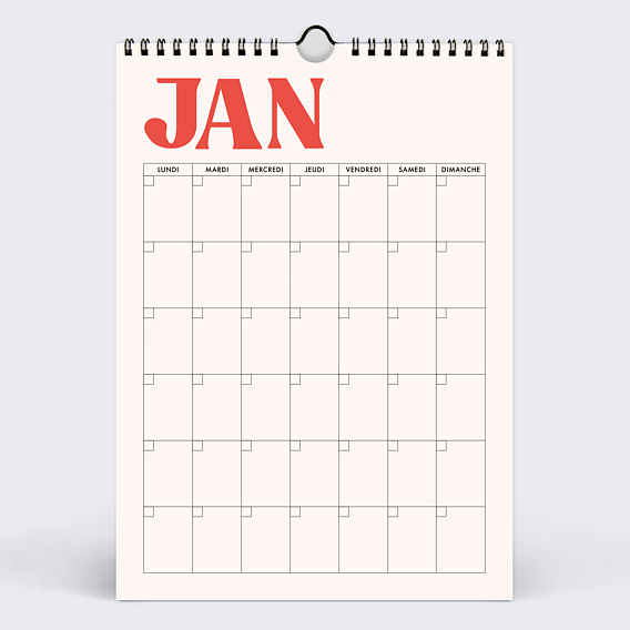 Calendrier famille Organiseur perpétuel coloré Janvier