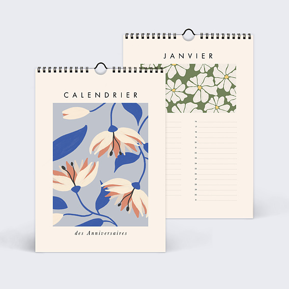 Calendrier famille Fleurs Vintage