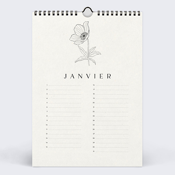 Calendrier famille Fleurs Minimalistes