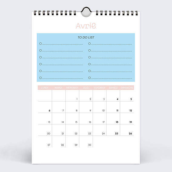 Calendrier famille Color Blocks Avril