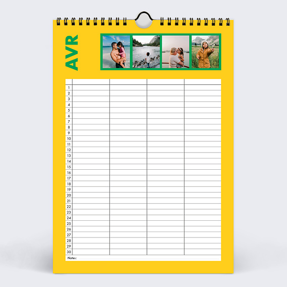 Calendrier famille Organiseur familial de 4 Avril