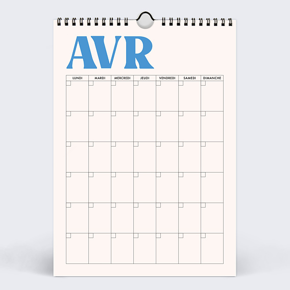 Calendrier famille Organiseur perpétuel coloré Avril